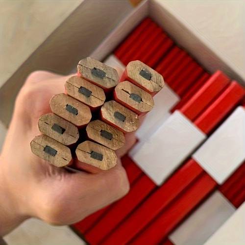 12 pack flat octagonal carpenter pencils black hb lead replaceable refills natural non roll design for woodworking construction outdoor marking