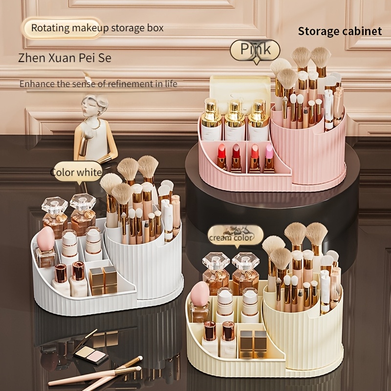 360° rotating makeup organizer and desk caddy – durable plastic storage for brushes, lipsticks, skincare products, stationery – space-saving,   design with elegant   Product details 5
