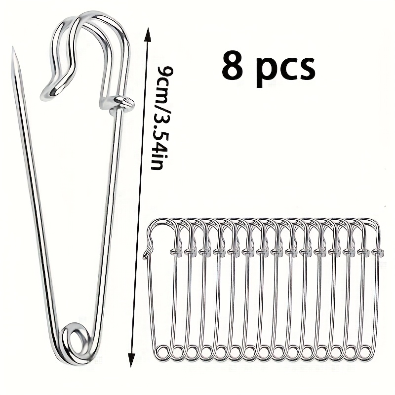 TEMU 8 Épingles de Sécurité, Épingles à Couverture Robustes en 8 Tailles avec Ressort en Acier Inoxydable, pour , Couture, Patchwork, Couvertures,