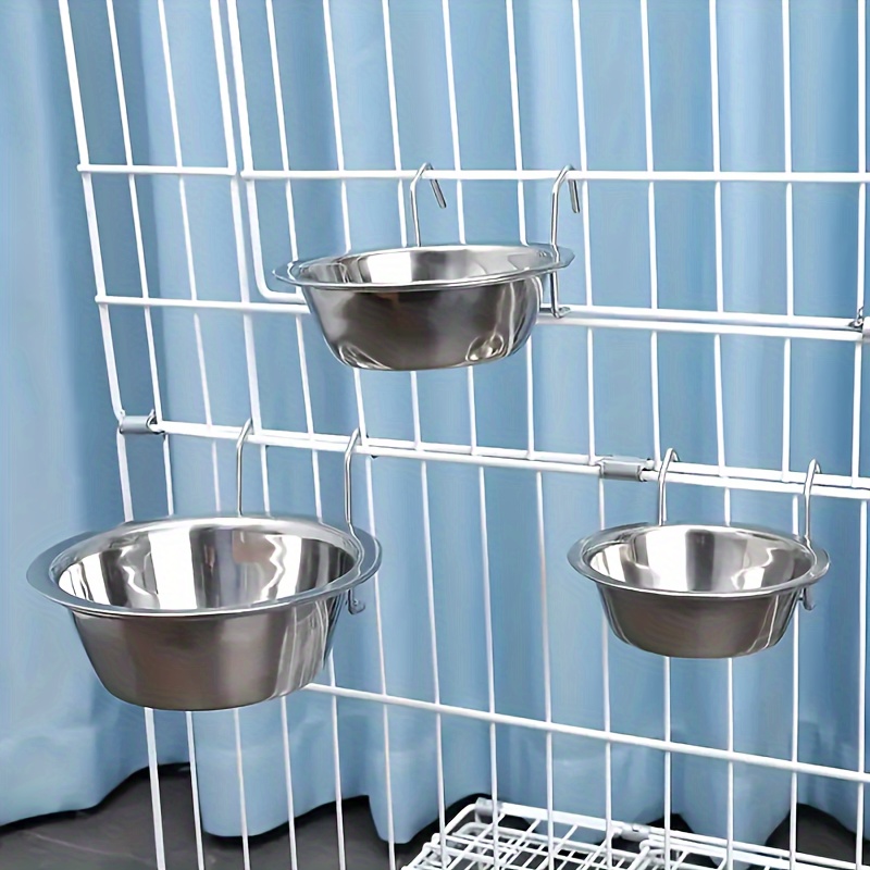 

Stainless Steel Hanging Dog Bowl - Cage-mountable Pet Feeder For Food & Water, Ideal For Small To Medium Breeds