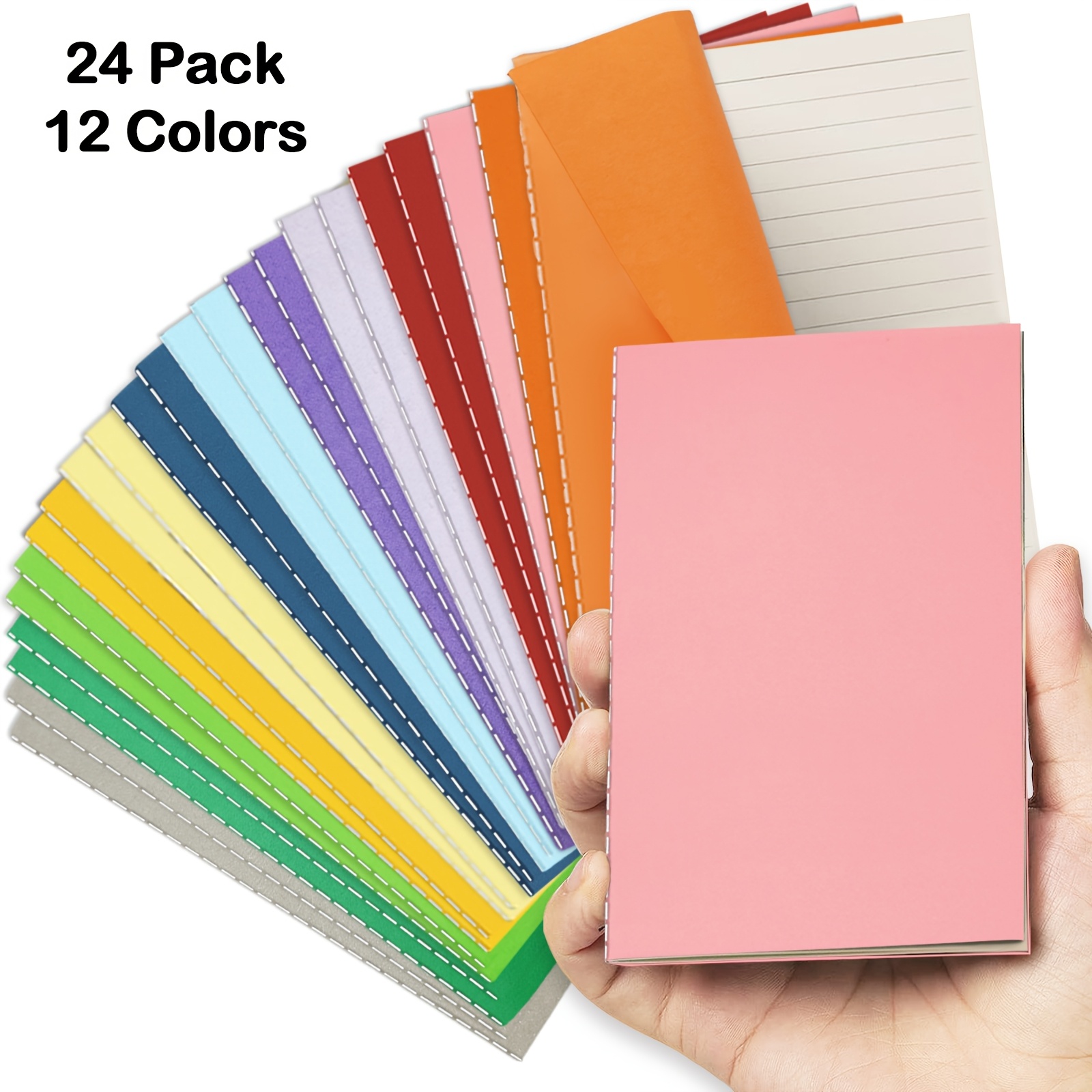 TEMU Set Of 24 Portable Pocket Notebooks With Soft Cover Design, Lined Pages, Ideal For Travel Journals, Mini Notepads, Writing, Drawing, And Subject