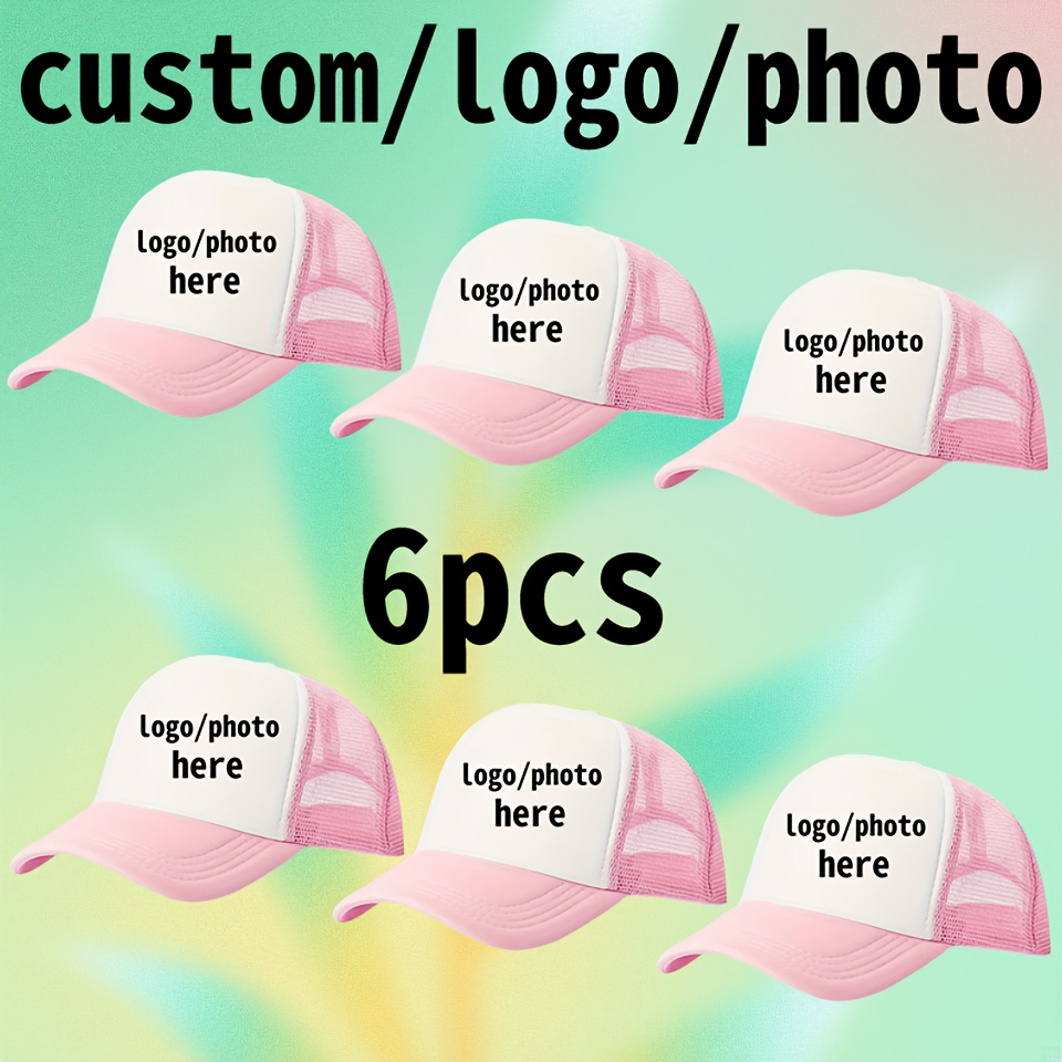 6 Customizable Mesh Trucker Hats, Lightweight Adjustable Size