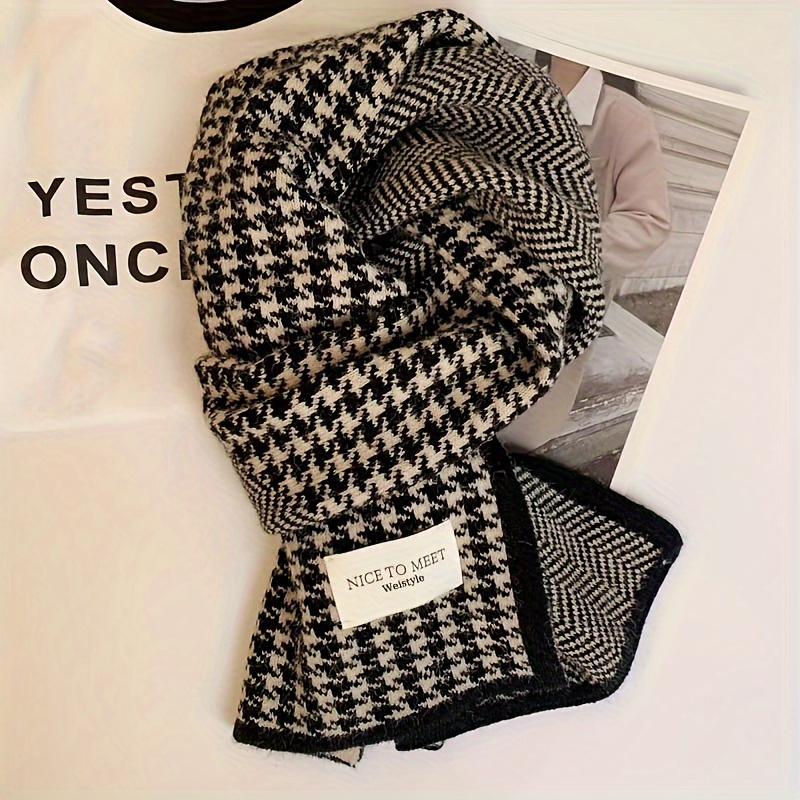 TEMU Checkered Scarf, , , Knitted Scarf, Polyester & Spandex, For Men