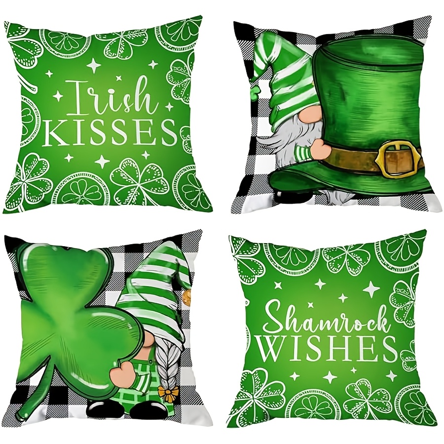 

4pcs, St Patricks Day Pillow Covers, Throw Pillow Covers As St Patricks Day Decorations, Green Pillow Case - Saint Patricks Day Decorations For Home