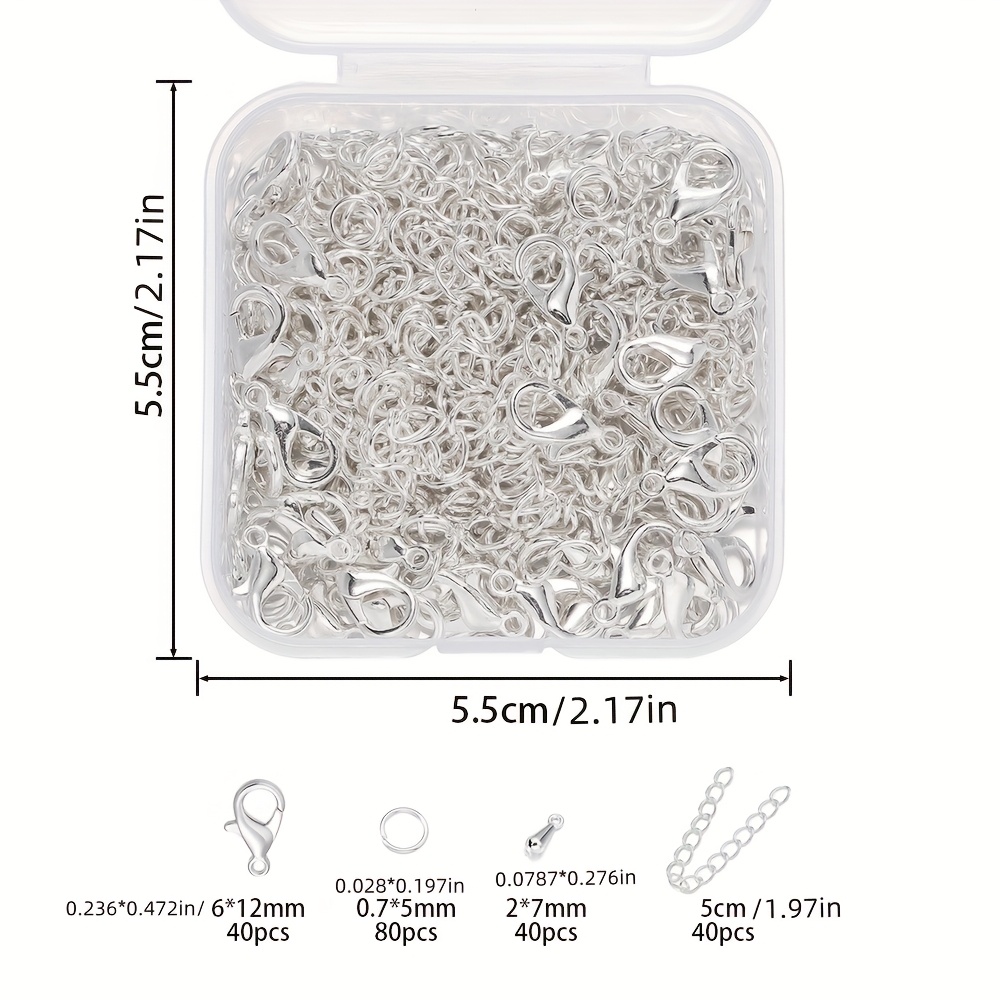 TEMU 1 Scatola da 200 Pezzi di Accessori per Gioielli. Chiusura a Moschettone, Anello di e Catena di Estensione, Kit di Accessori per di Gioielli