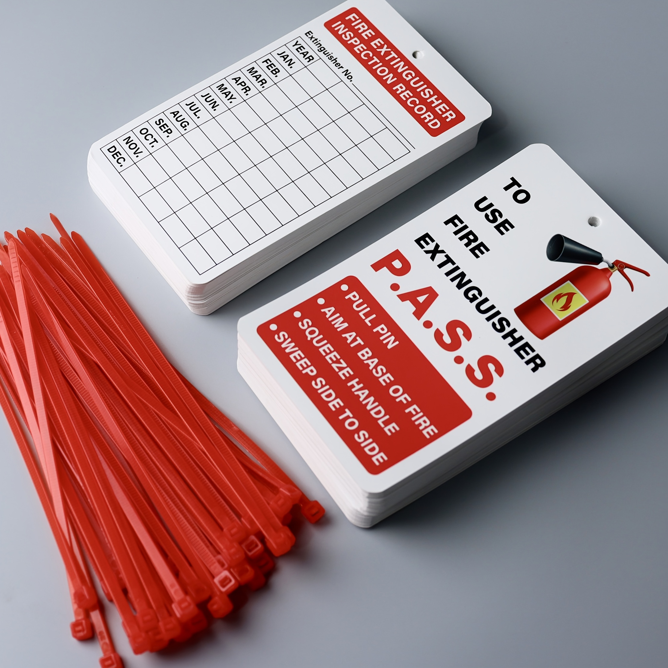 TEMU 10pcs Fire Extinguisher Inspection Tags, X 2.95 Inches. Thick Paper, Firm Adjustable Ties, Indoor And Outdoor Use. Fire Safety Sign For Office,