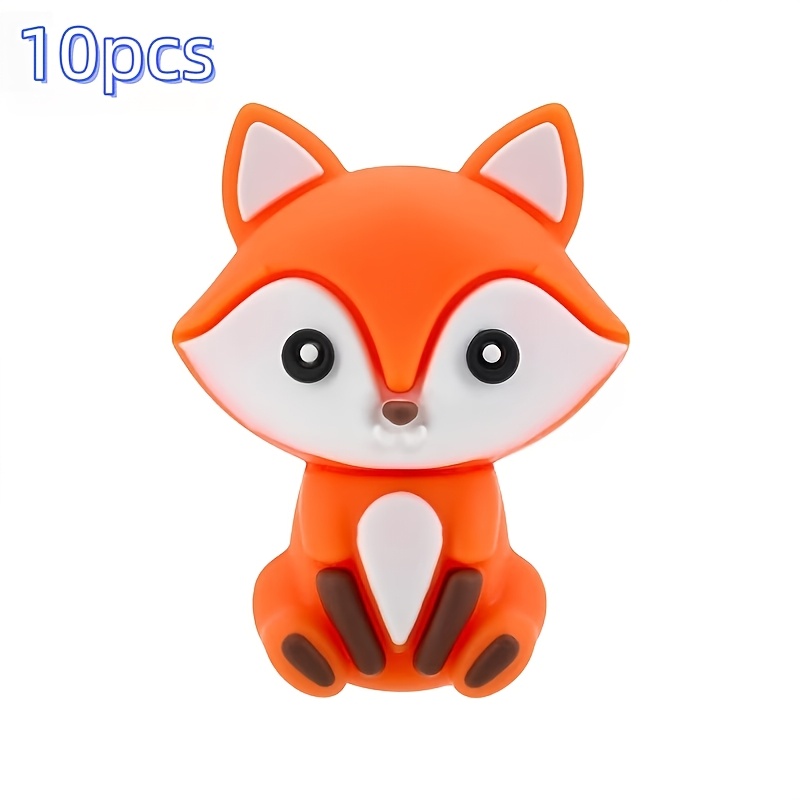 TEMU 10pcs Perles en Silicone Renard Orange, Matériel d'Artisanat, Fournitures d'Artisanat, Décorations de Vêtements, Ajouts, Collier, Bracelet,