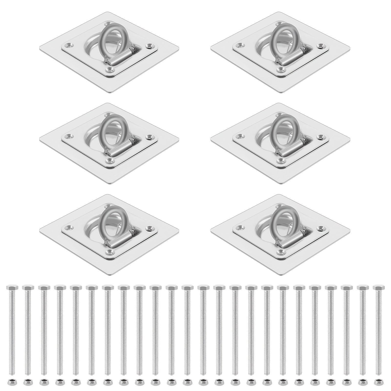 E-shop 6-teiliges Set mit Befestigungslöchern, passend für Anhänger und Bodenplatten, inklusive Platten und Schrauben, aus verzinktem Stahl