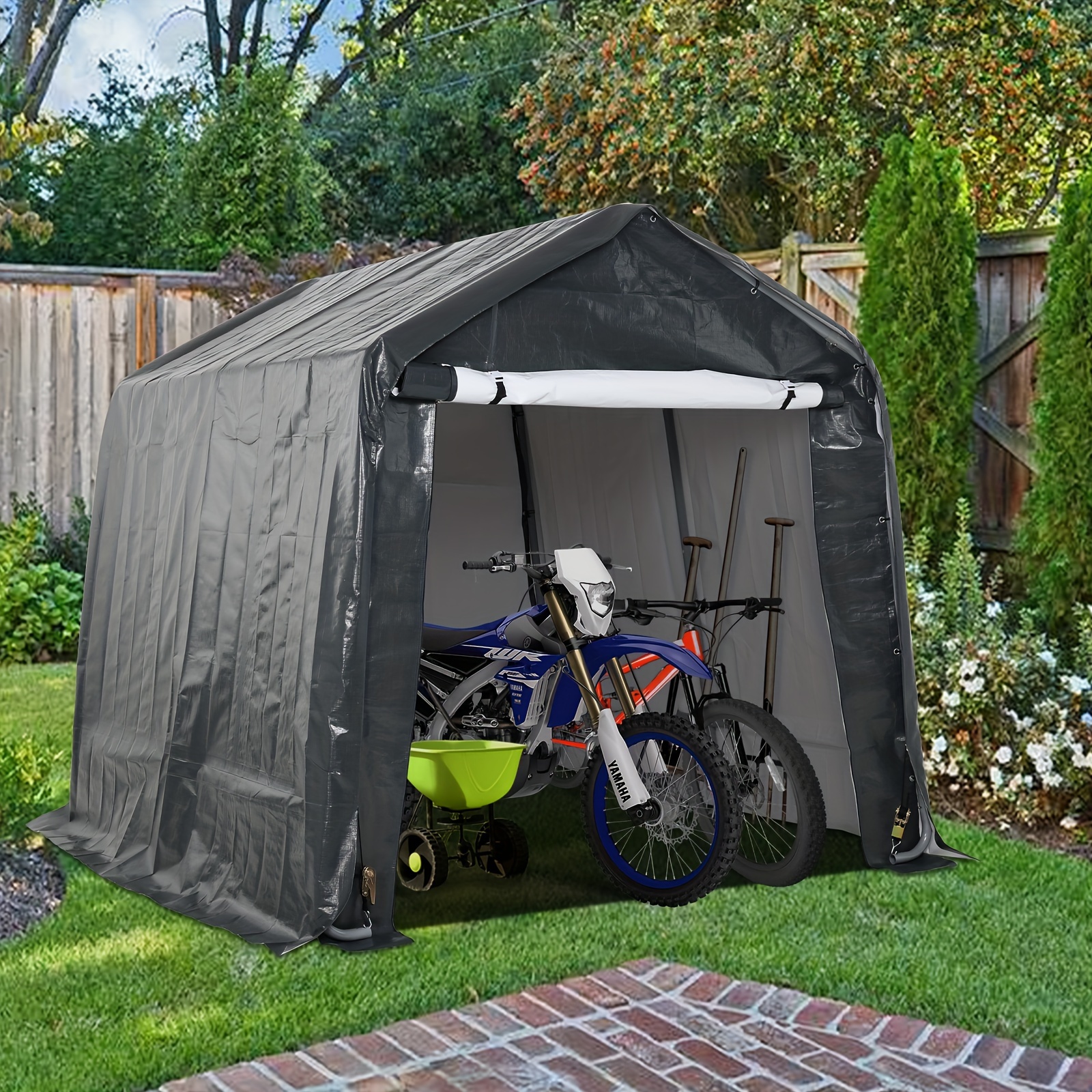 Heavy Duty Storage Shelter, Portable Shed Carport With Roll-up Zipper ...