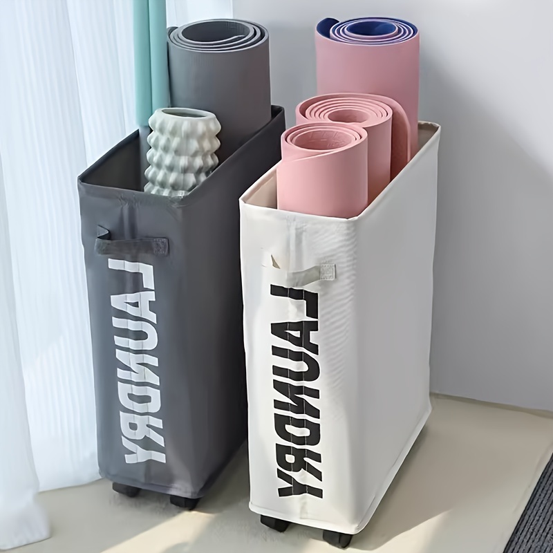 Yoga Mat Storage Box With Wheel Household Fabric Folding - Temu