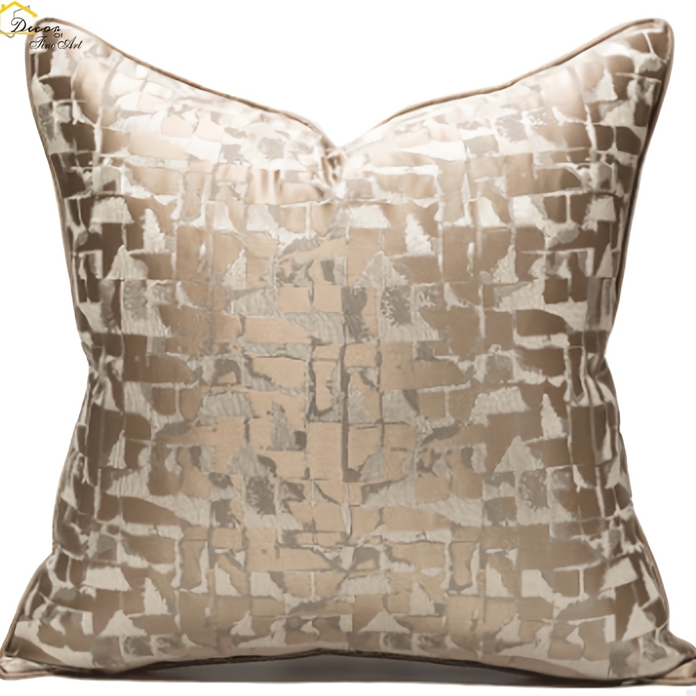 Glam Decorative Throw Pillow Cover Durable Jacquard Pillowcases Brown Geometric Home Decor For Bench Wedding