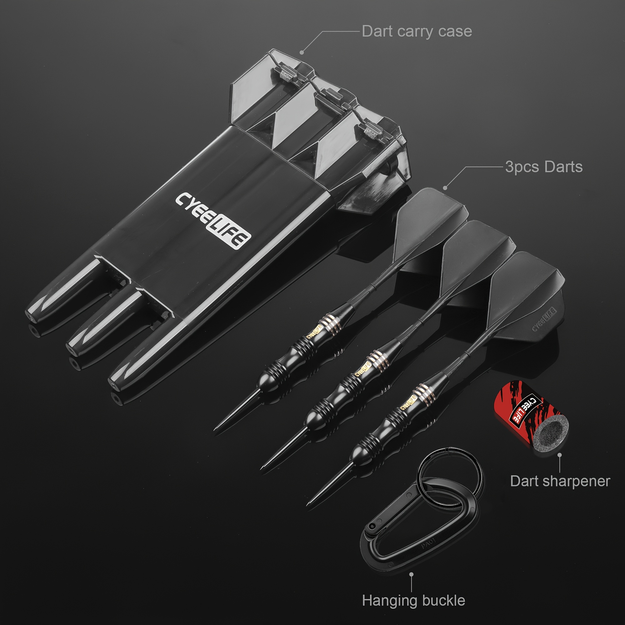 Cyeelife 26g Koperen Darts, Set van 3 met een Dart Opbergdoos