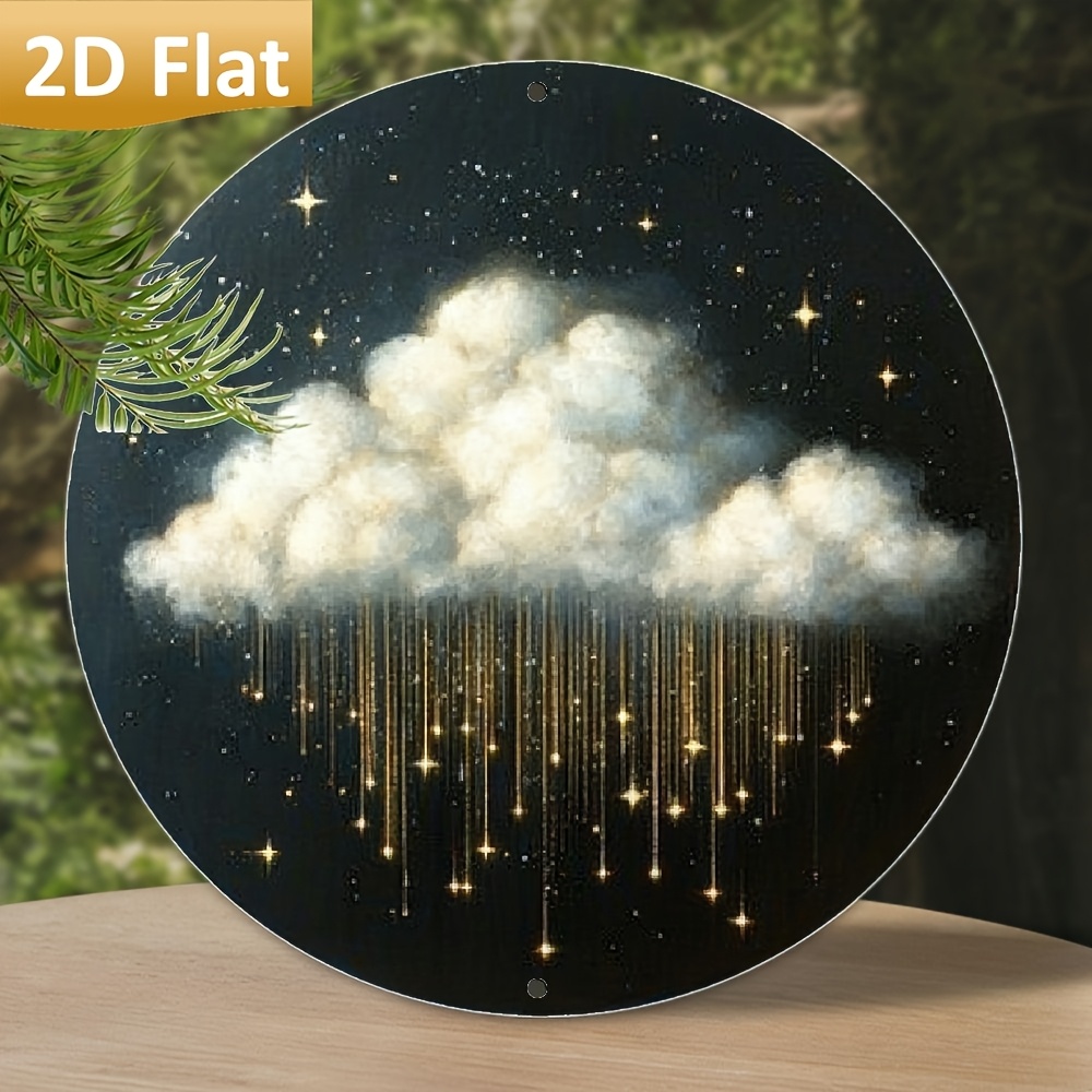 TEMU Retro Nebula Wall Decor - Round Metal Sign Suitable For Home, Cafe, - Celestial Art, Easy To Hang, Perfect Gift & Decoration, 2d Flat, Perfect