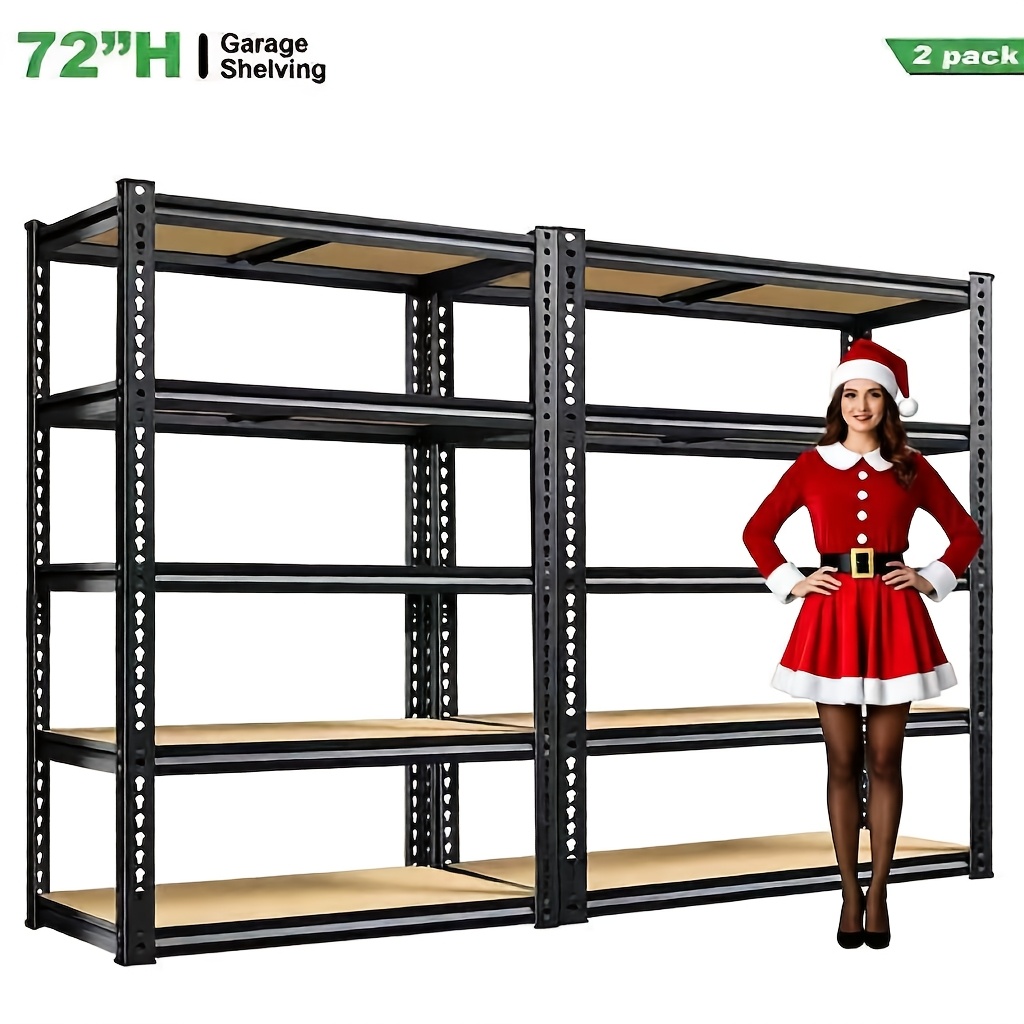 item picture 5-Tier Heavy Duty Metal Storage Shelves, Heavy Duty Shelving Units, Adjustable Shelving Rack For, Basement, Storage Racks