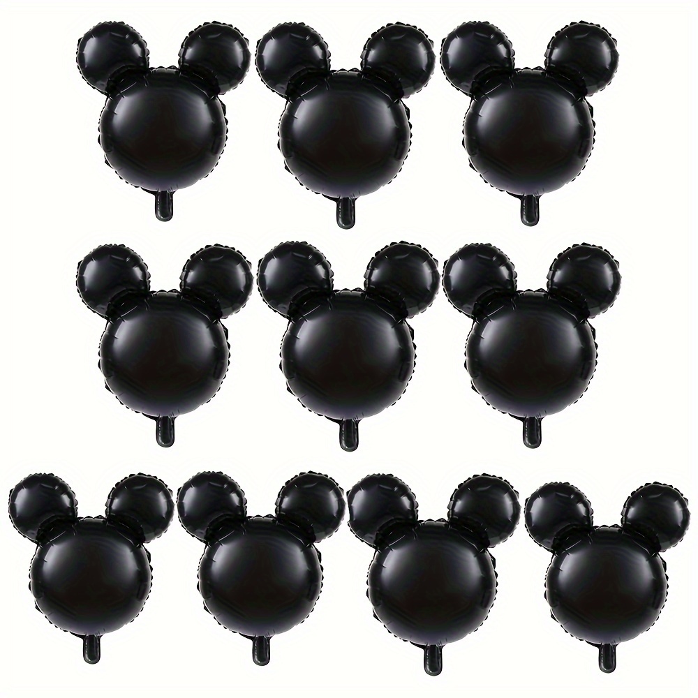 

Black Mouse Head Foil Balloons - Pack Of 10, 16-inch Large Cartoon Themed Aluminum Film Balloons For Birthday Celebration, Party Decorations, Suitable For 14+