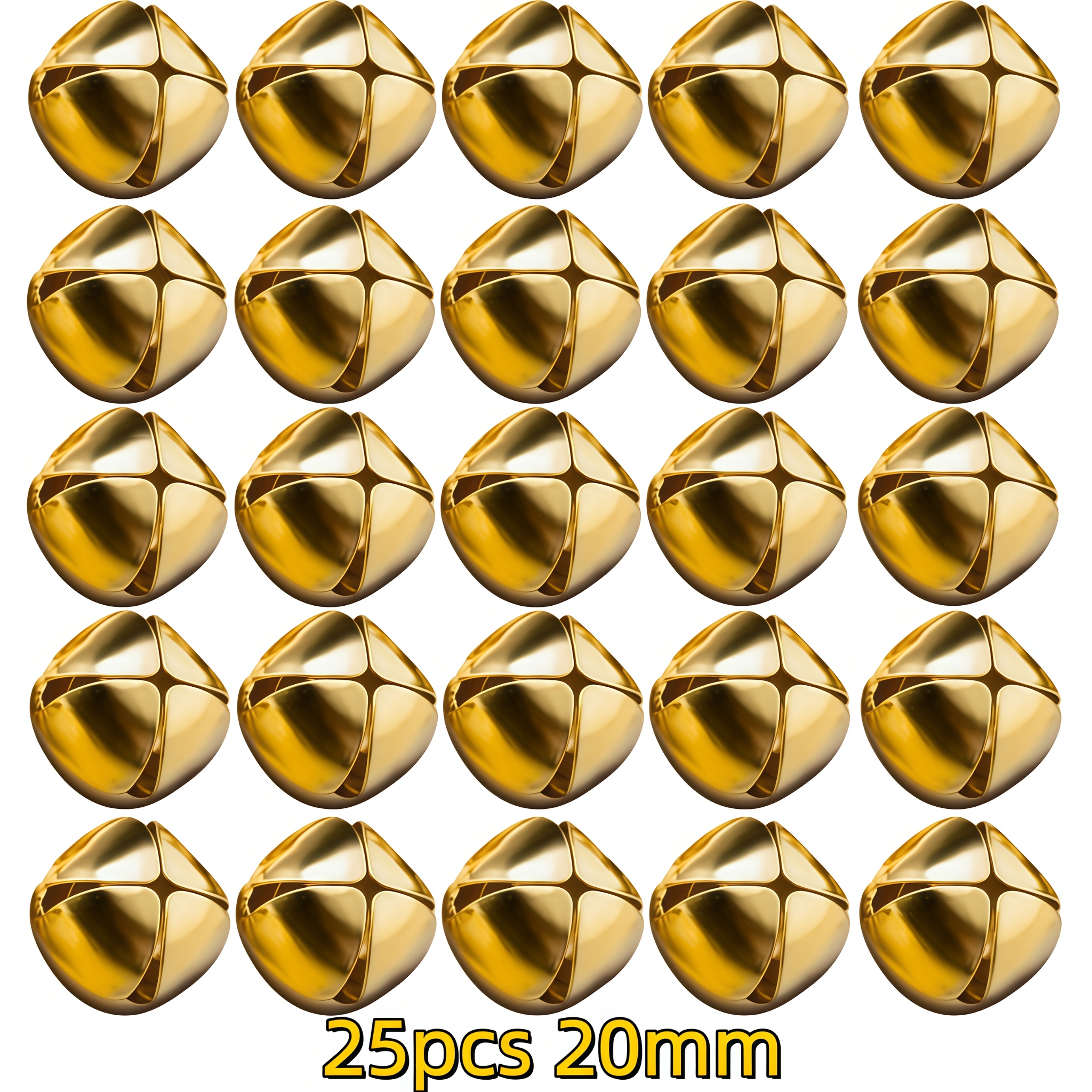 TEMU 25 pièces Cloches Croisées Extra Sonores 15/20 mm, Petits Pendentifs Dorés Polyvalents pour Décorations DIY que Couronnes de Noël, Bracelets, de