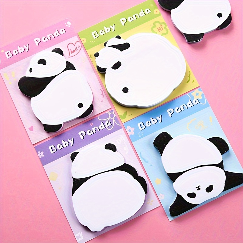 E-shop 4er-Pack Niedliche Panda Haftnotizen, 120 Blatt Cartoon Tier Selbstklebende Notizblöcke Memo Pads Notizblock Nachrichten Notiz Erinnerung Notiz