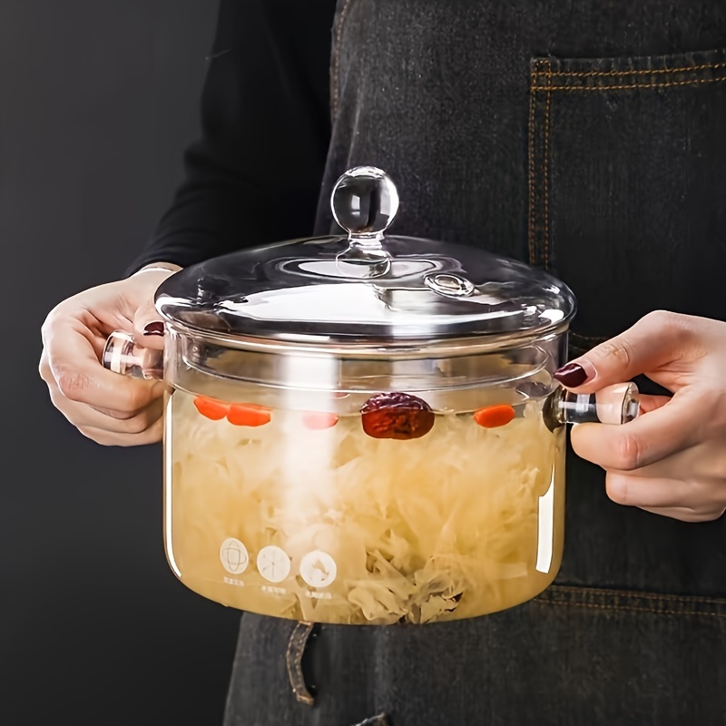 

1pc, Glass Pot For Stove Top Cooking, Transparent Cookware, Clear Soup Pot With Lid, Kitchen Gadget, Kitchen Accessory, Kitchen Supplies, Suitable For Restaurant Eid Al-adha Mubarak