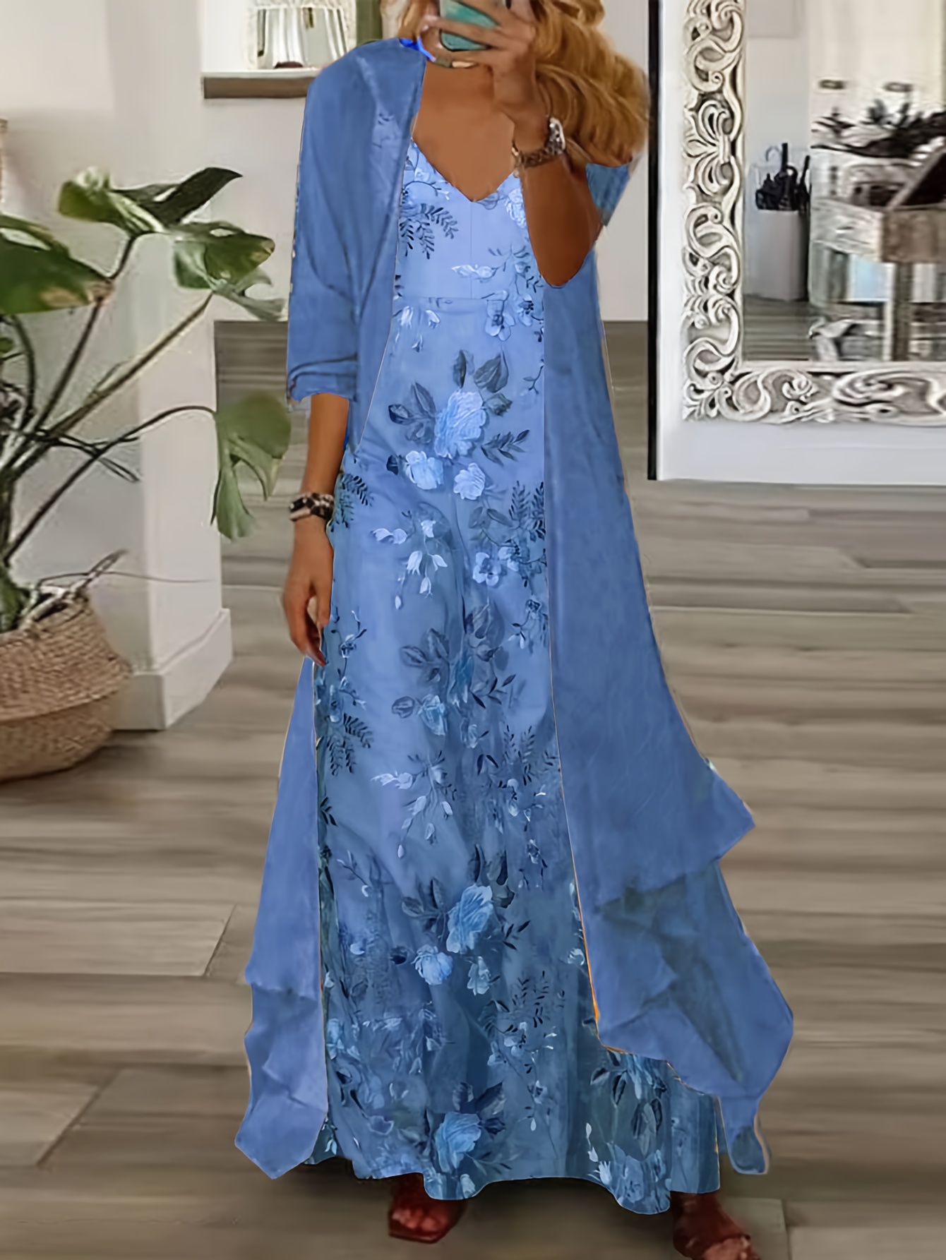 womens dress set two piece dress extra long dress 3 4 sleeve - Temu Trkiye