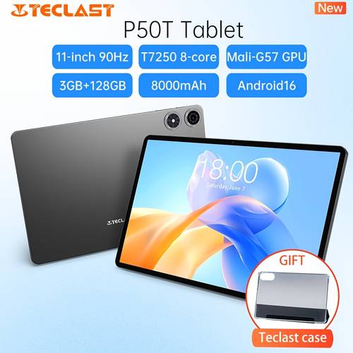 imagen del artículo tableta p50t de 11 pulgadas con pantalla ips, actualización de 90hz, t7250 de con gpu -g57, 16gb (3gb+13gb de extensión) de , 128gb de almacenamiento con soporte para tf de 2tb, , carcasa , batería de 8000mah, cámara de