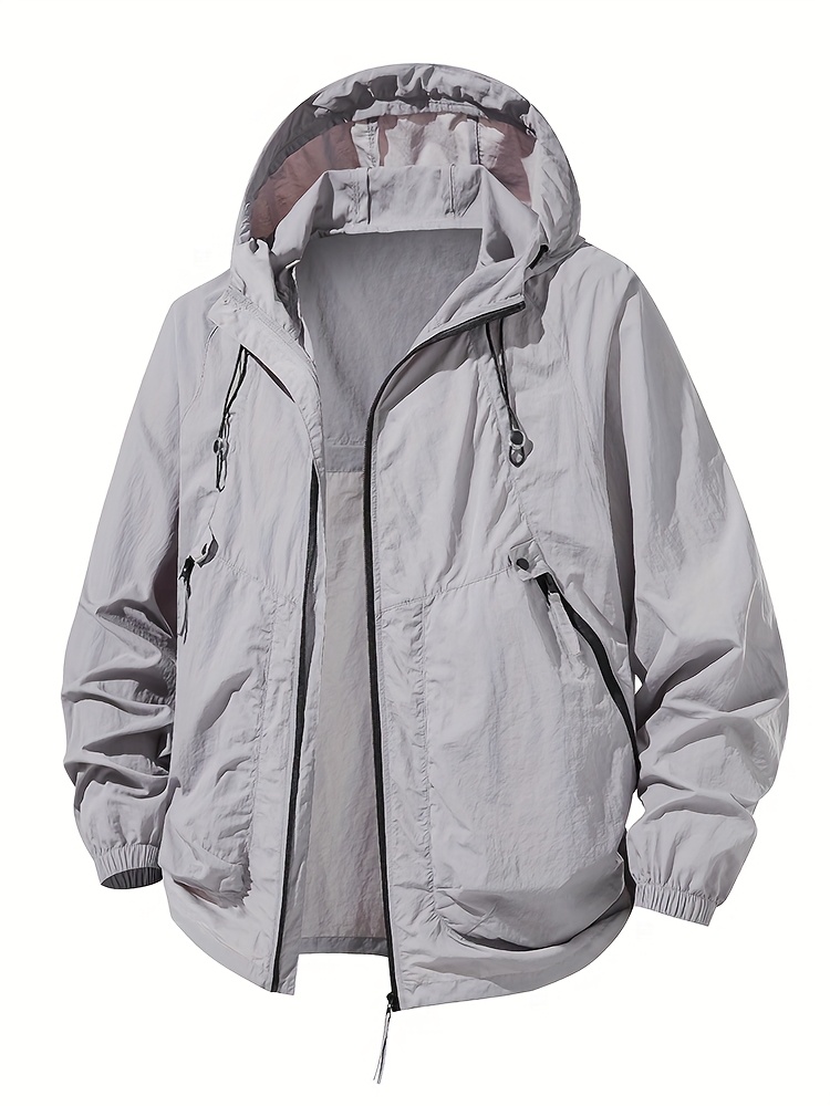 Men'S Lightweight Summer Outdoor Jacket with Large Zippered Pockets - Breathable, Quick-Drying, And Casual Style, Perfect for Hiking, Rock Climbing, And Fishing. Spring And Summer Coat | Hooded Design | Zippered Jacket