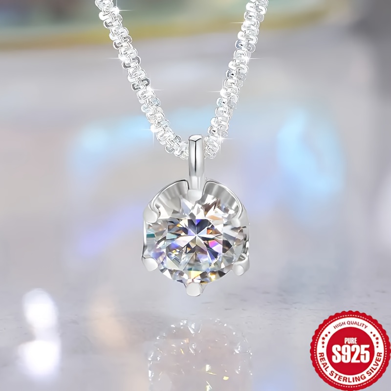 1 carat moissanite ladies necklace 925 sterling silvery wedding necklace eternal necklace mothers day valentines day luxury ladies jewelry gift Product details 2