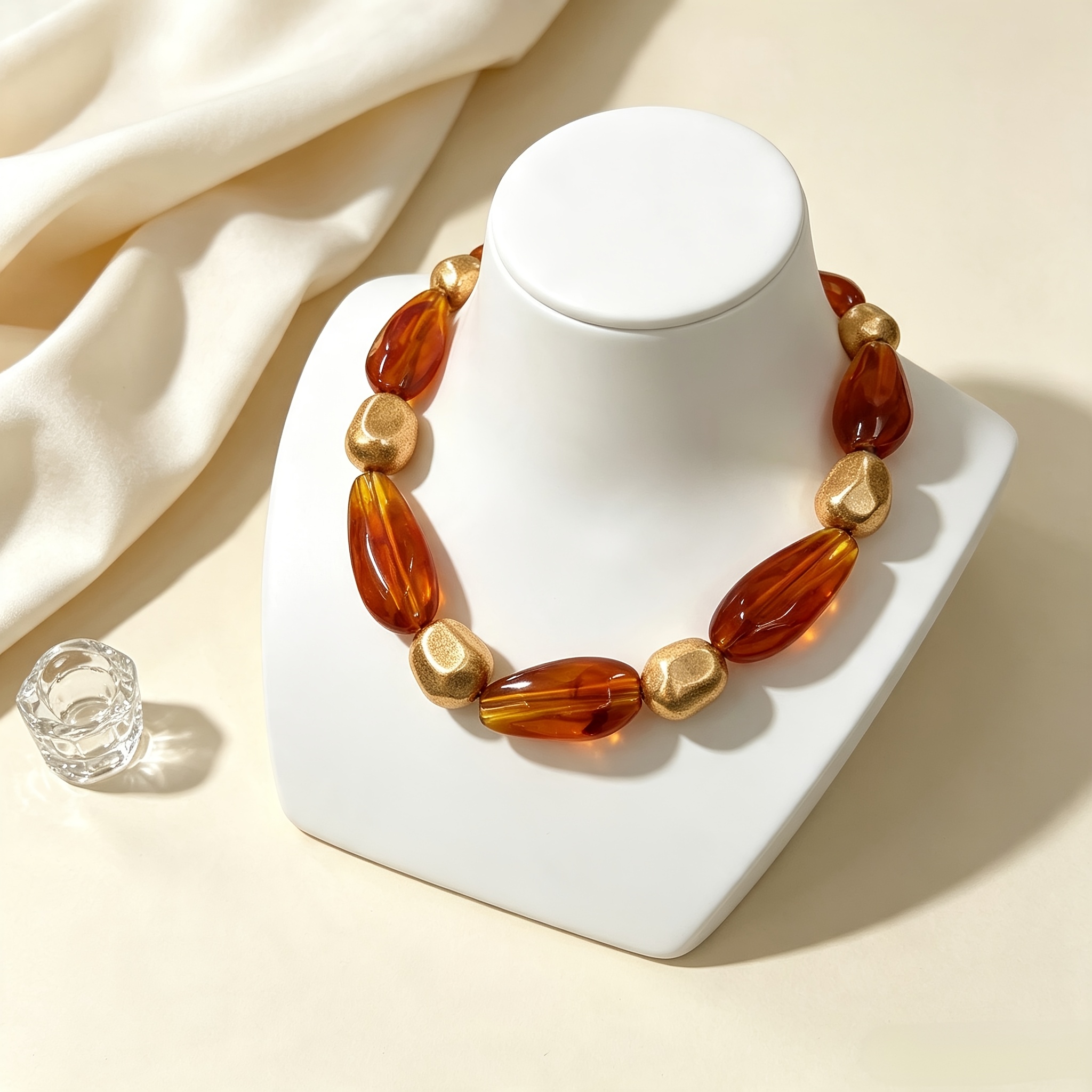 Women's Fashion Statement Necklace with Irregular Bead Chain