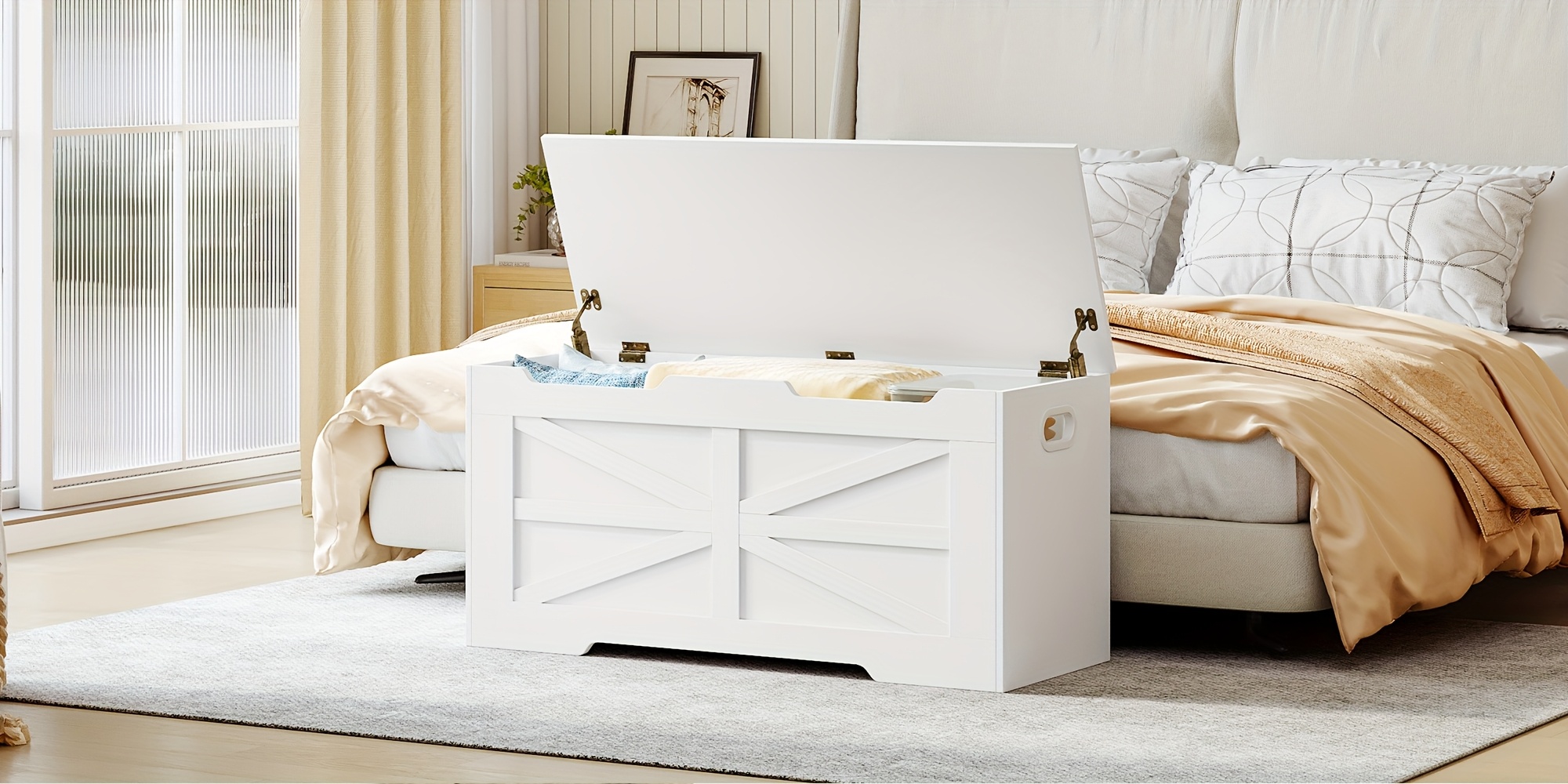 Storage Chest, Trunk, And Wooden Bench - a 39.4