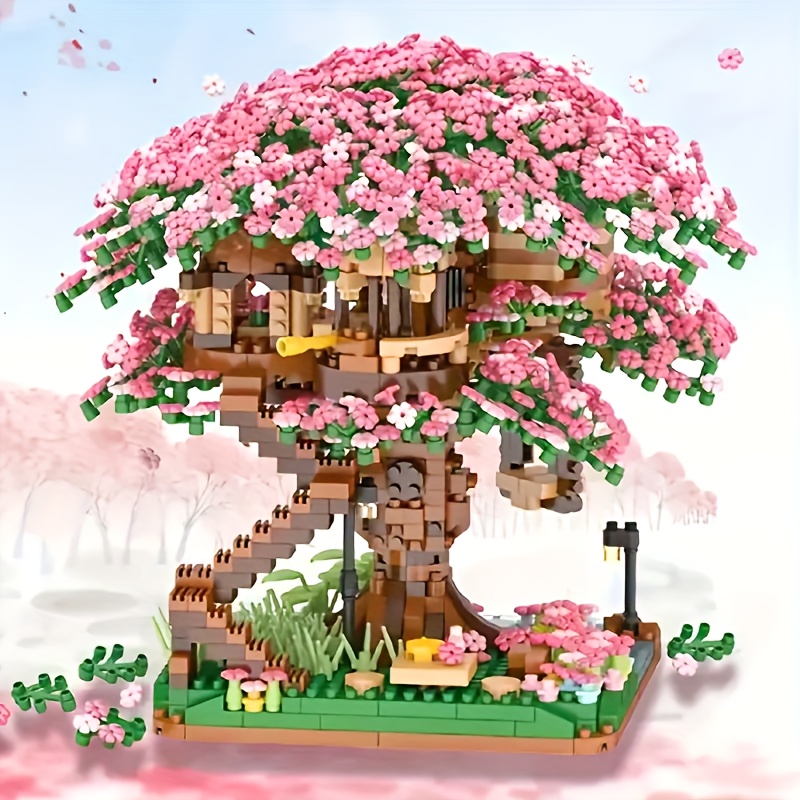 

Sakura Tree House Building Blocks - Cherry Diy Toys For Boys And Girls - Perfect Gift Idea For Creative Play And Learning
