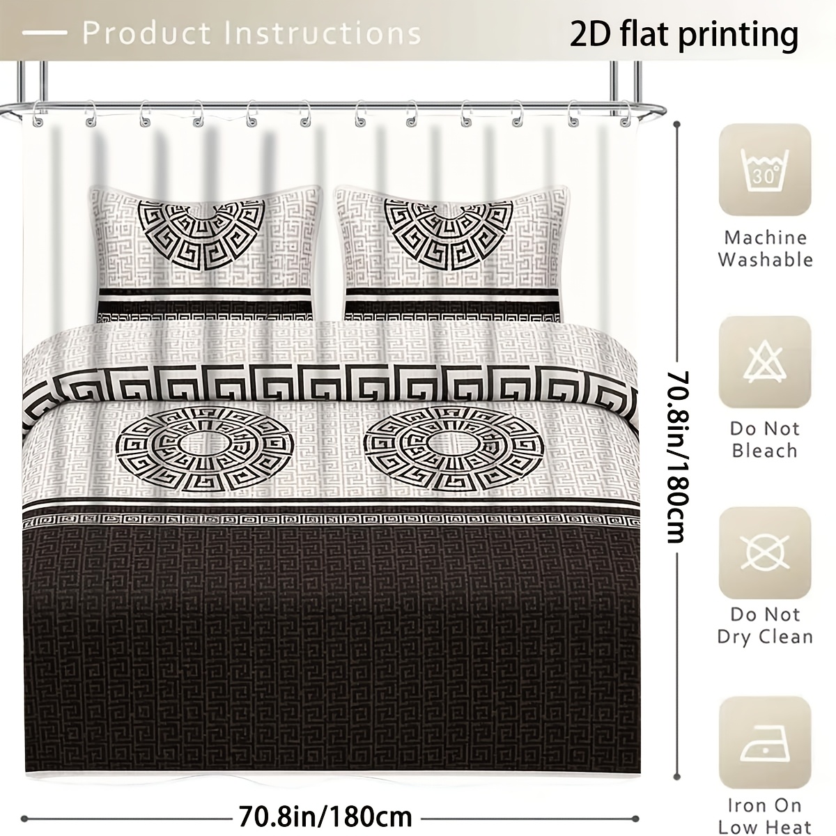 4pcs Nordic Style Shower Curtain Set with Bath Mat & U-Shaped Rug