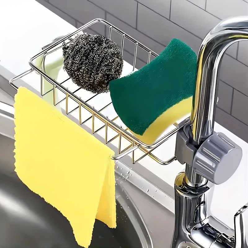 

Steel Faucet - 1pc Multifunctional , , Bathroom Organizer For Sponges, Brushes, Towels & , Hanging Drain ,