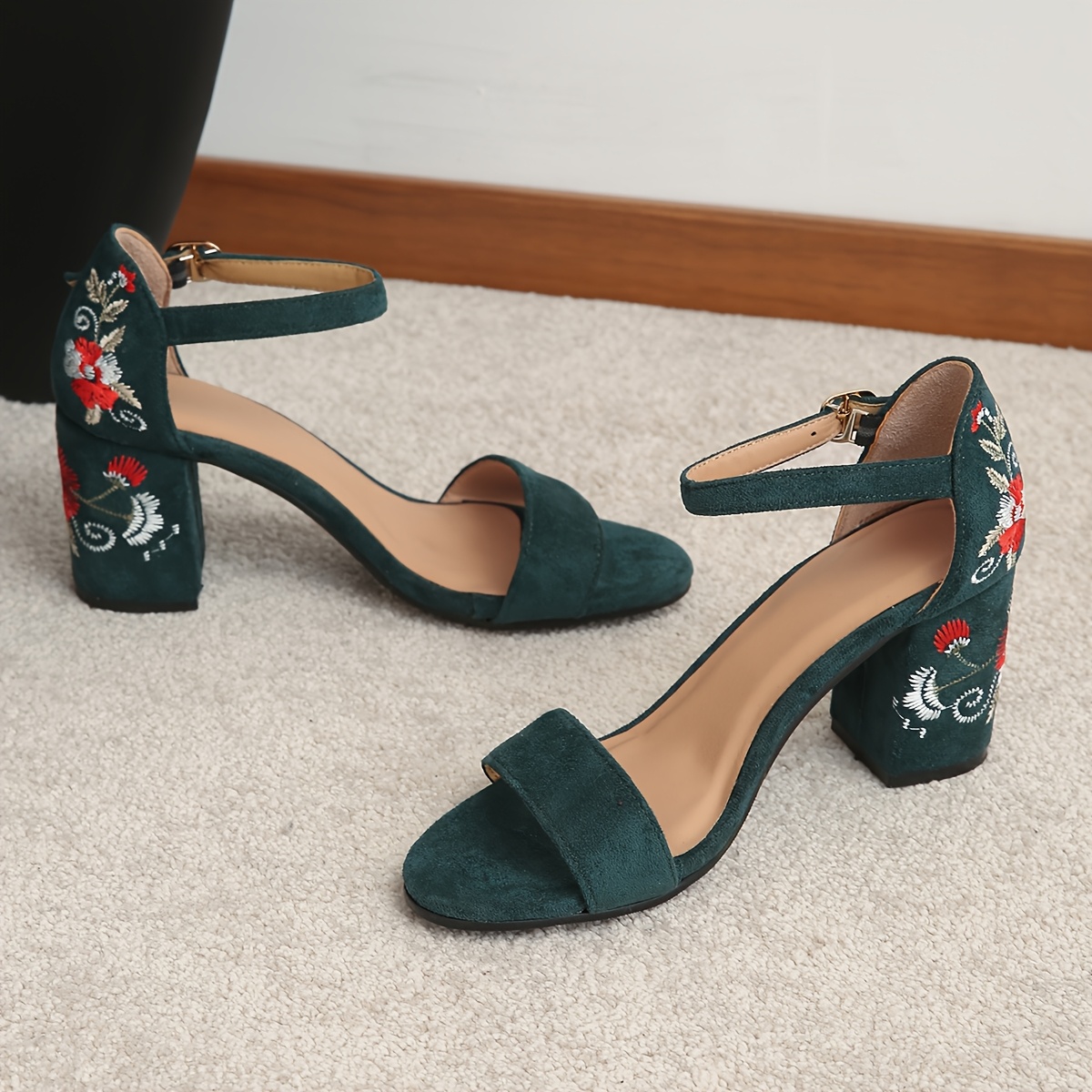 women's floral open toe high heel sandals elegant red white
