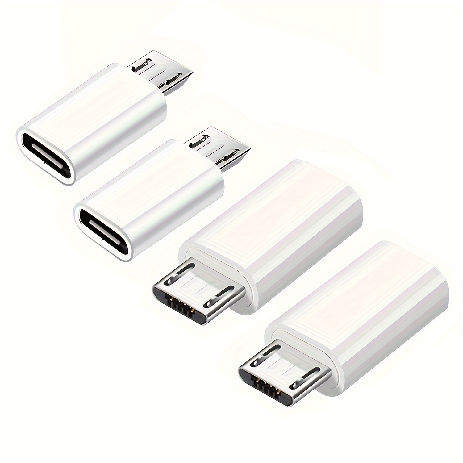 

4-piece Usb-c To Micro Usb Adapter - Fast Charge & Sync Converter For Samsung Galaxy, Lg Nexus & More - White Fast Charger