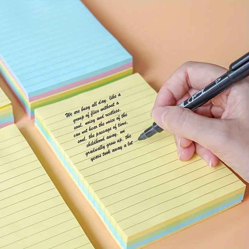 

200-sheet Multicolor Sticky Notes Set - Self-adhesive, Easy Post Lined Notepads For Office, Home & School - Available In Red, Green, Blue, Yellow