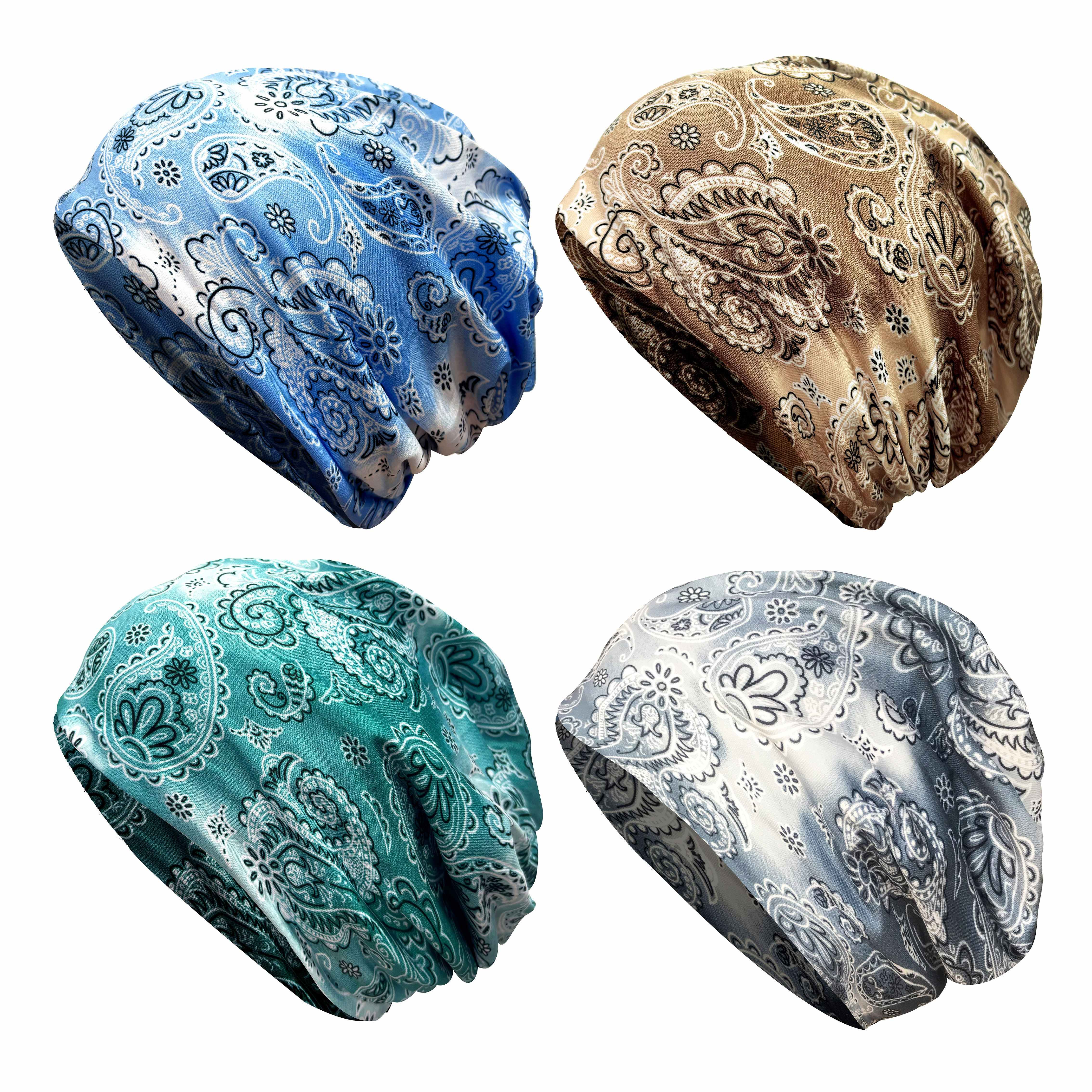 

Paisley Print Beanie - Soft, Stretchy Brimless Cap For | Machine Washable