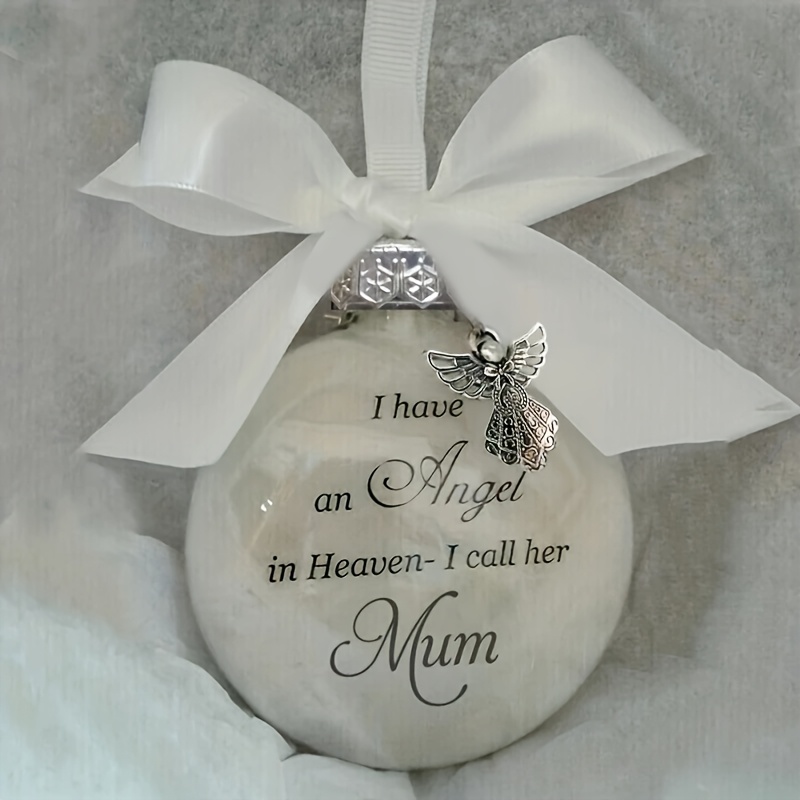 1pc In Heaven Memorial Ornament | Engraved And Plastic Ball Keepsake With Elegant Ribbon, Ideal For Christmas Tree And Home Decor, Perfect For Father's Day And Holiday Tribute