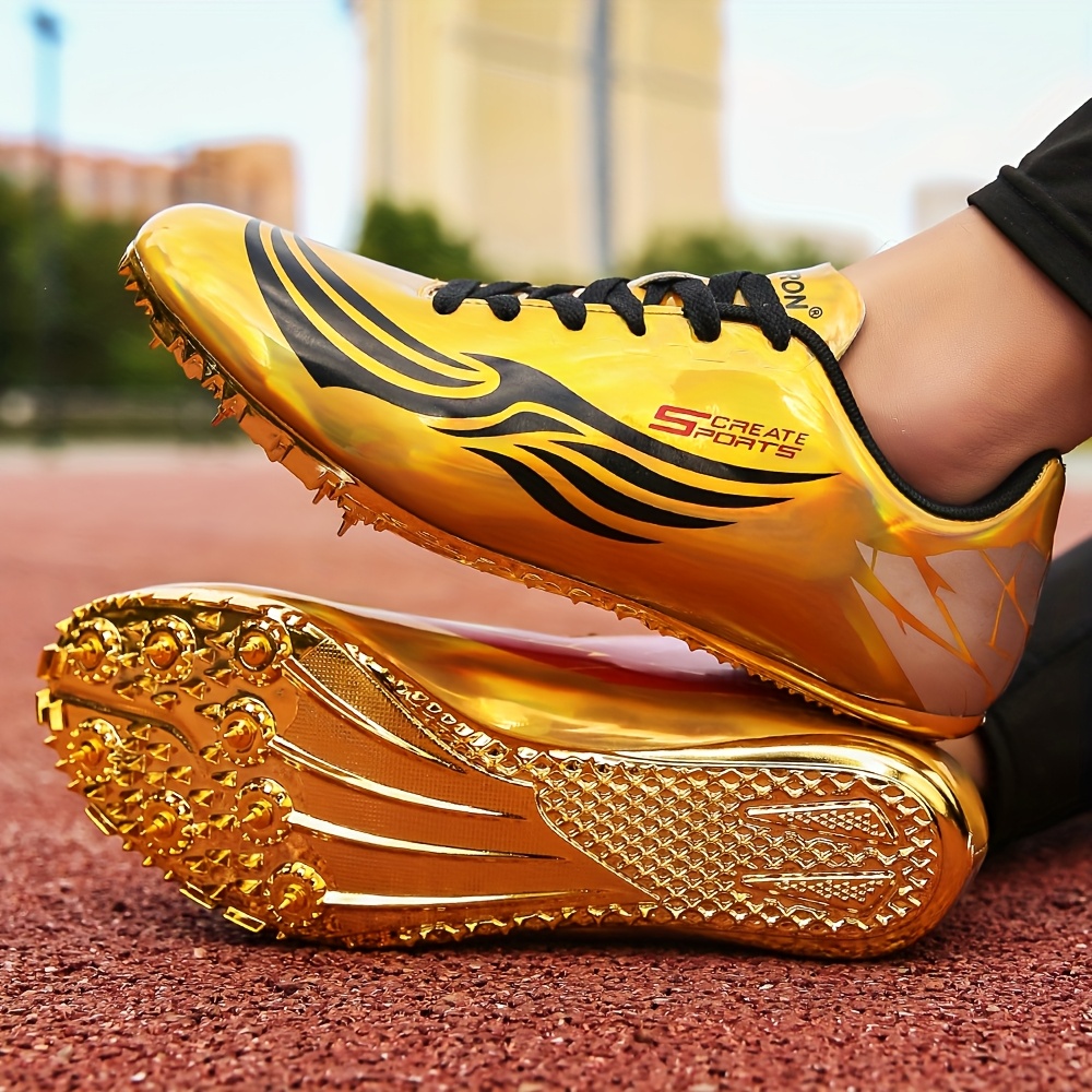 Track And Field Gold Sprint Spikes Sprint Track Shoes For Hurdles