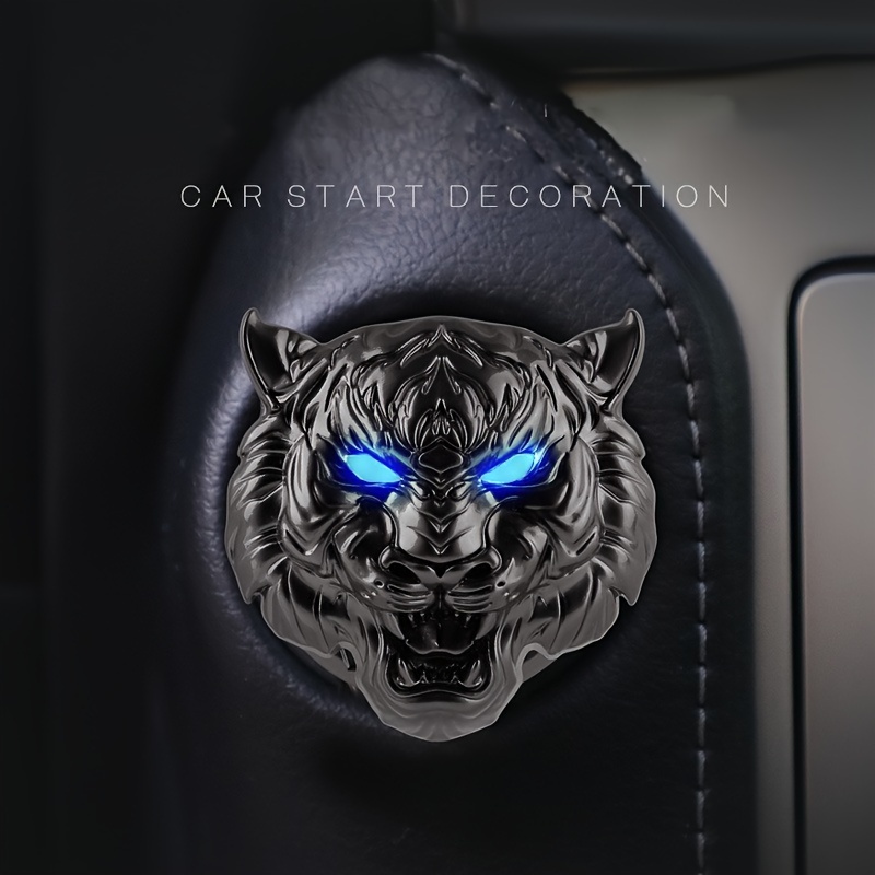 

Tiger Head Car Engine Start Button Cover, Metal Ignition Switch Protective Cap, Decorative Universal Vehicle Starter Decoration Accessory