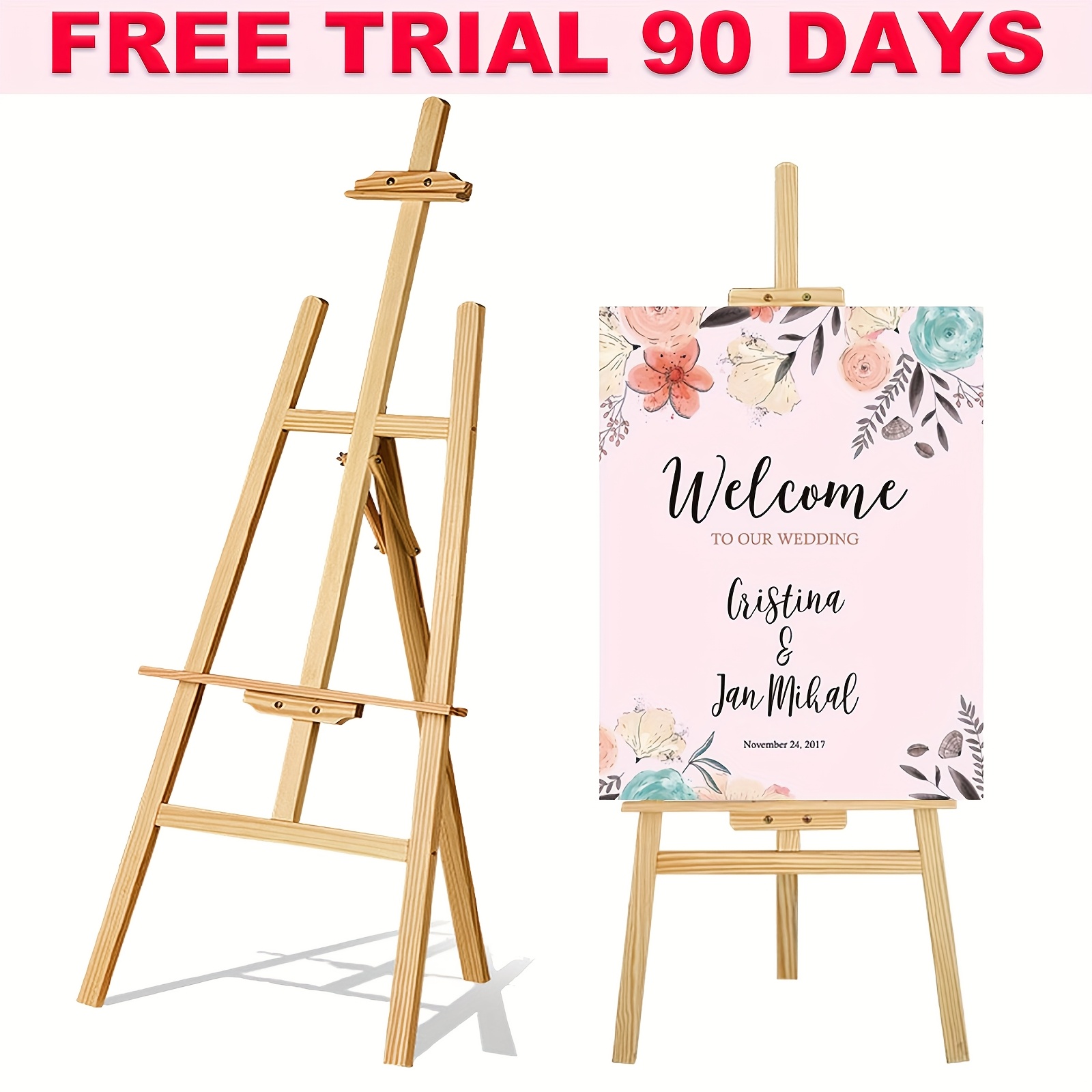 TEMU Artist Easel, Painting Easel, Wooden Easel With A Frame, Adjustable Studio Easel 1.5m - Easel For Your Celebrations, Elegant Wooden Wedding