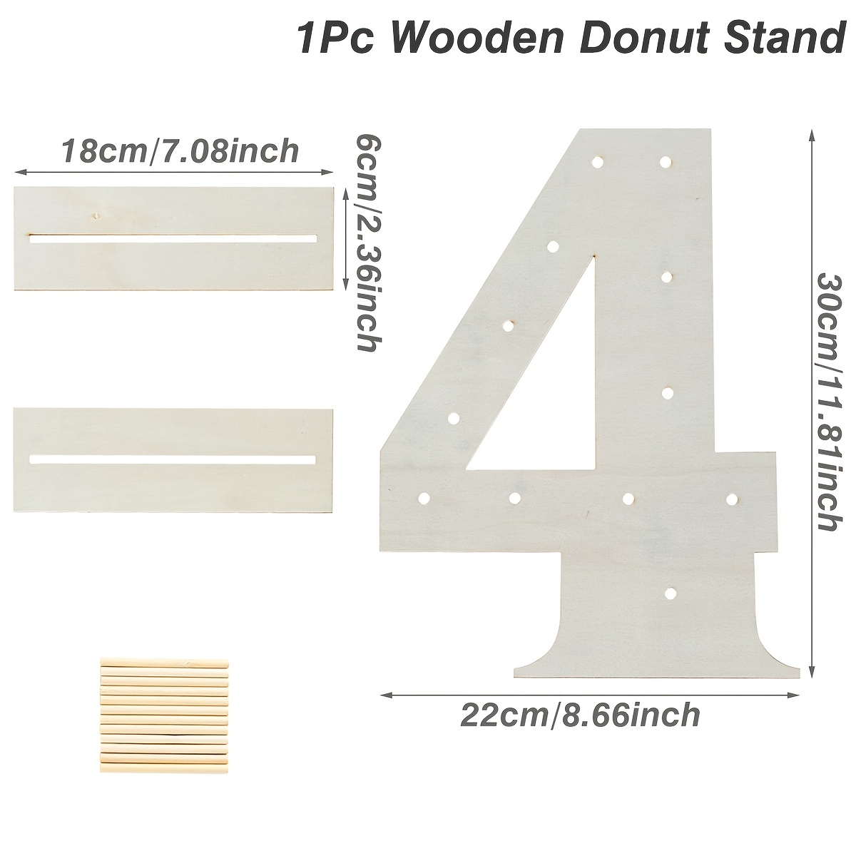 Image of 1pc, Wooden Number Donut Stand, Doughnut Display Stand Number Shaped Frame, Cake Donut Stand For Birthdays, Anniversaries, Baby Shower, Bridal Shower, Graduation 2025, Wedding Decor, Party Decorations