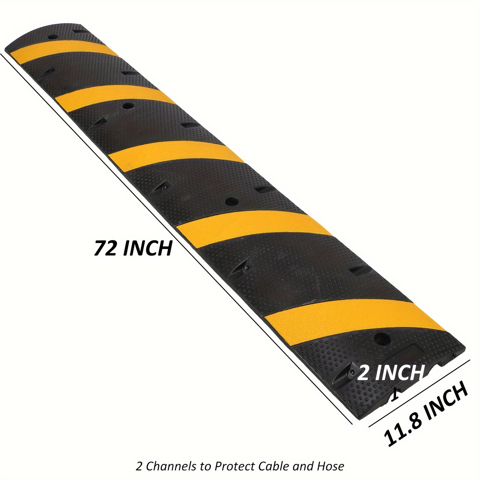1pcs 6 ft rubber 2 channel modular heavy duty s 25000 lbs load capacity cable protector ramp for asphalt concrete gravel driveway road details 3