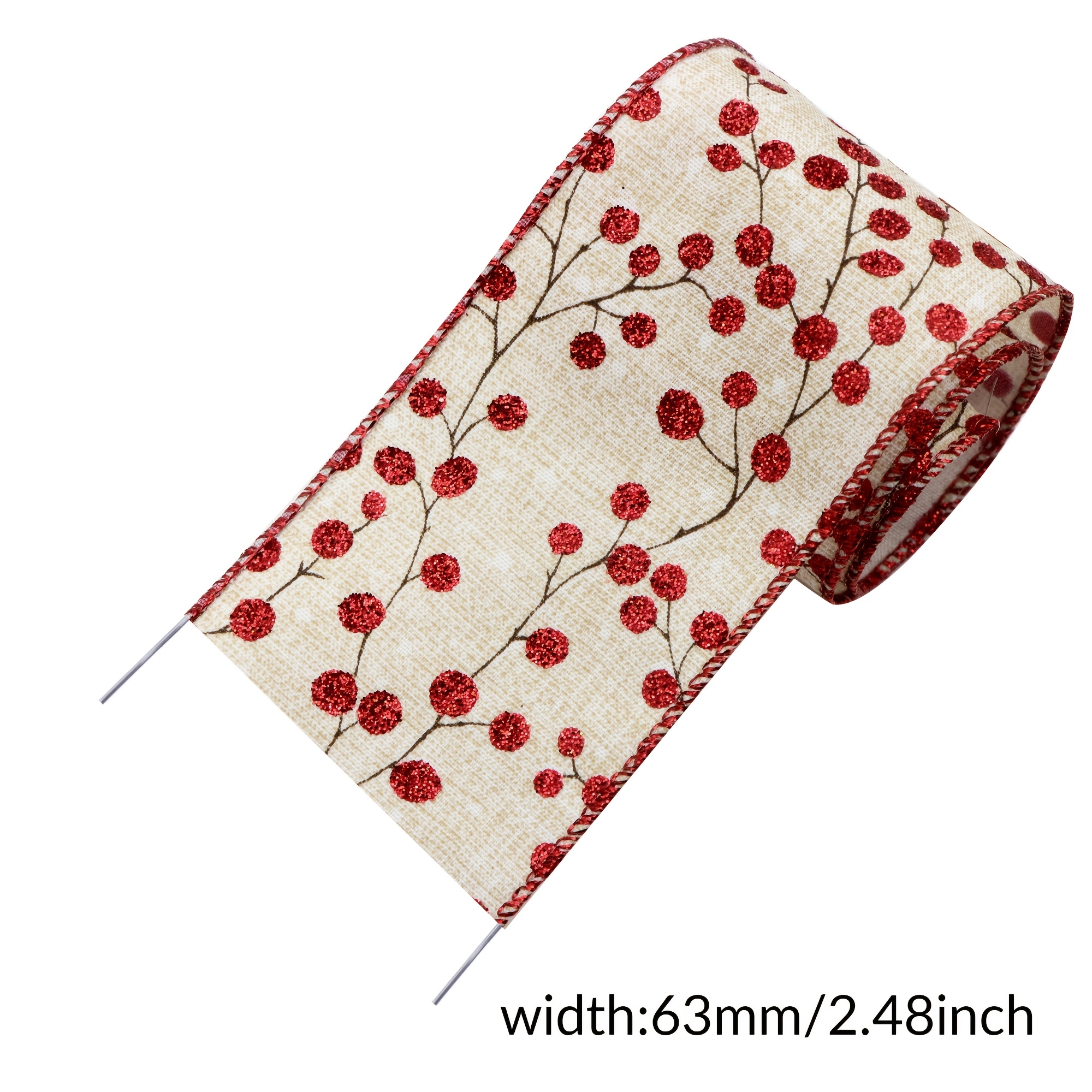 TEMU 2 Yardas de Cinta con Cableado y Diseño de Navideñas con , 2.48 Pulgadas/1.38 Pulgadas de Ancho - Ideal para Coronas Navideñas de Puerta