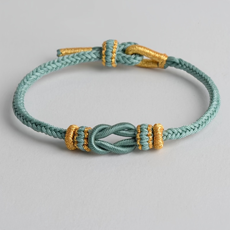 E-shop 1 Stück Mo Xiangli Handgewebtes Perlenarmband mit Goldakzenten - Vintage/Ethno-Stil, Nylonband, für DIY-Schmuck & Glücksperlen, Ideales Geschenk