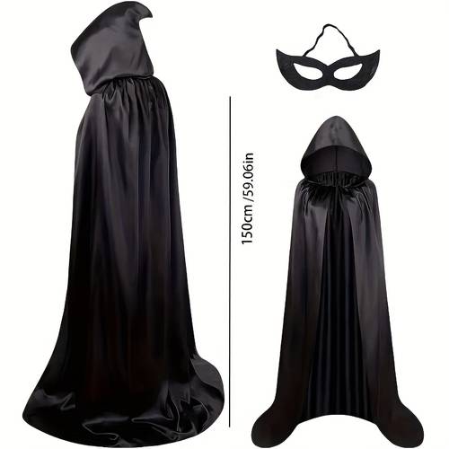 a set of 2pcs cloak eye mask modal fabric wizard demon cloak with mask medieval wizard robe with face cover cloak an for nightclub bar halloween carnival and event party supplies