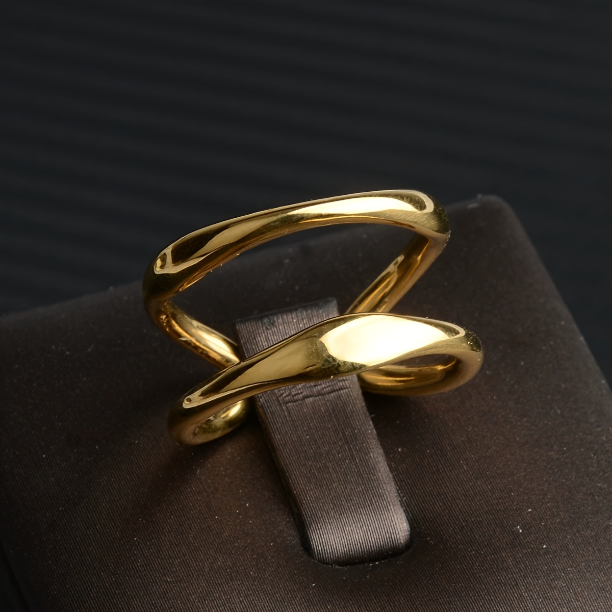 E-shop Doppel-Layer Minimalistischer Linienring, 304 Edelstahl Verstellbarer Offener Ring, Einfach, Einzigartig, Elegant, Stilvoller Damenring,