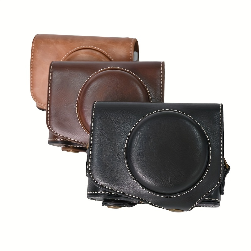  pu leather camera case for g7x g7x ii g7x iii protective camcorder bag with adjustable shoulder strap details 0