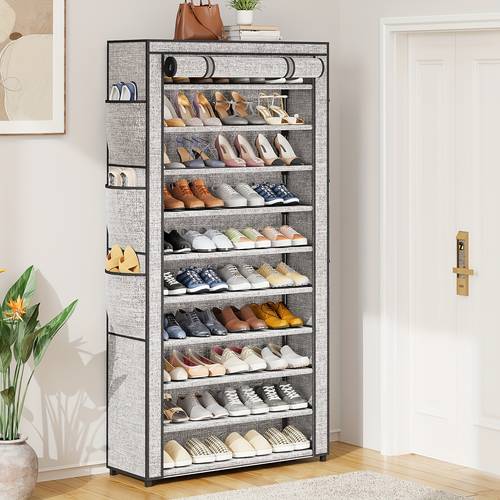 10 tier shoe storage organizer shoe rack shoe storage cabinet large capacity 50 56 pairs tall shoe shelf free standing storage cabinet entryway closet dustproof floor standing storage cabinet with easy assembly for halloween and christmas
