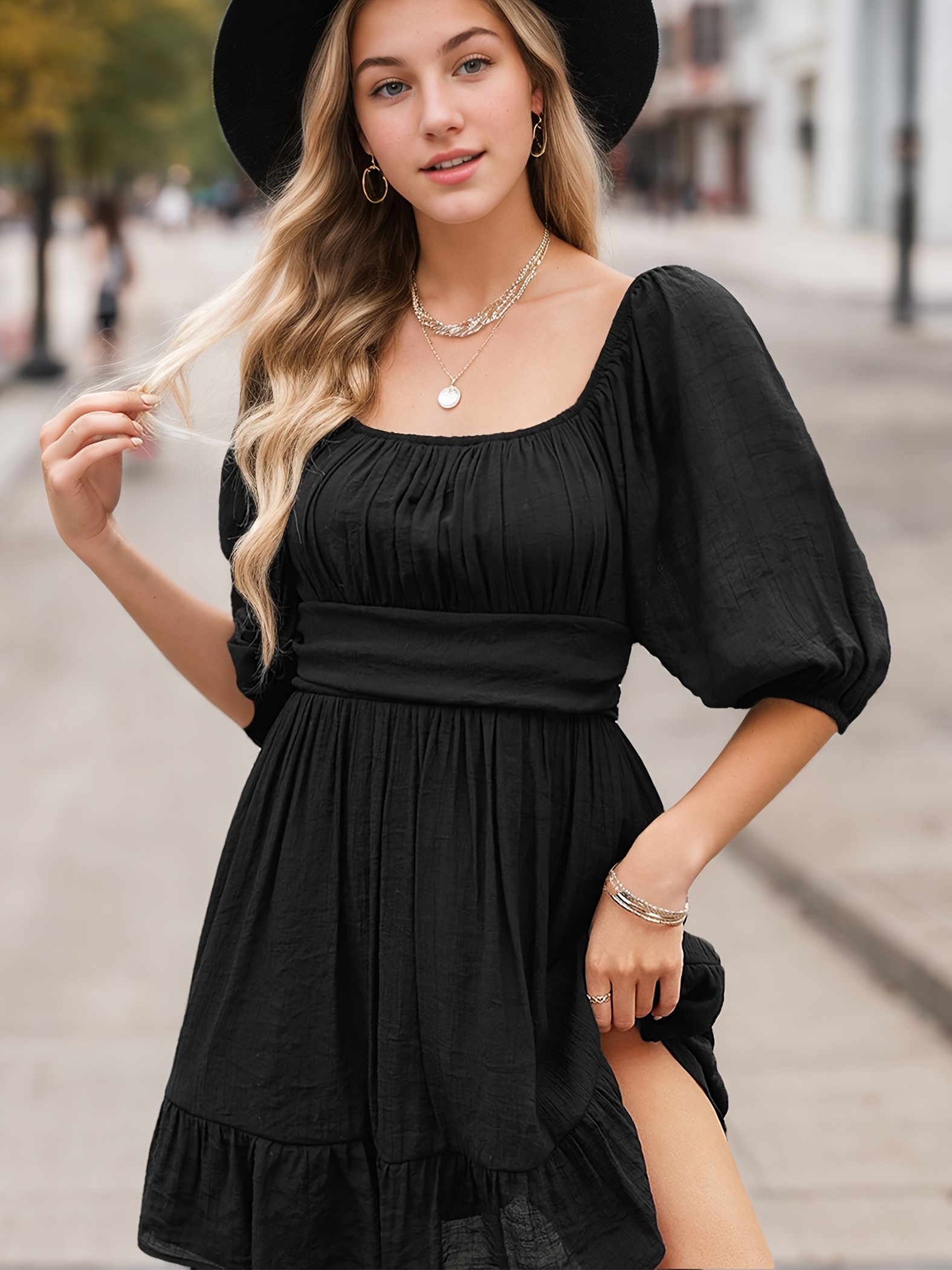 short black dress with sleeves
