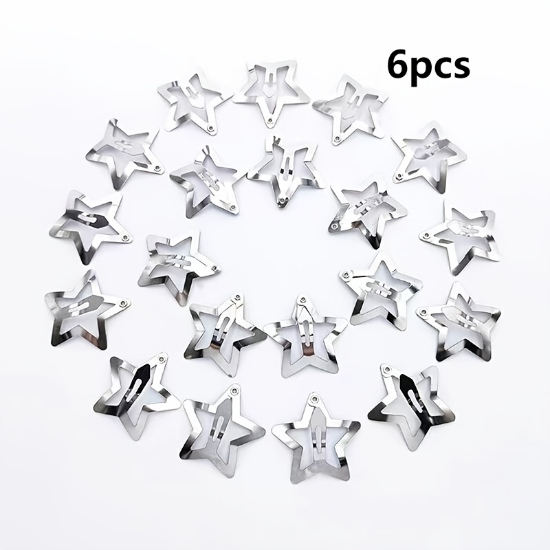 6pcs Star Hairpin Metal Silvery Pentagram Hairpin, Hairpin Set, Shiny Metal Bangs Clip And Side Clip, Suitable For Women' Use