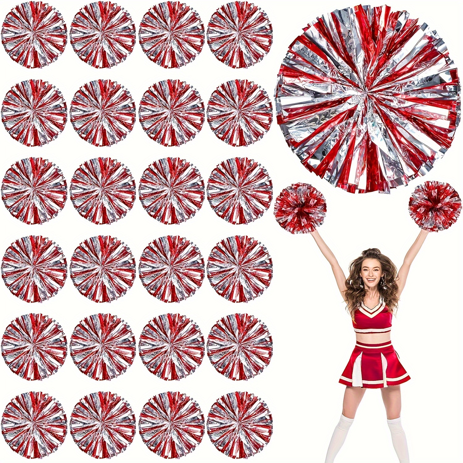 

2pcs Of Red Mixed Silvery Cheerleading Color Ball Dance Dance Cheerleading Sports Flower Ball